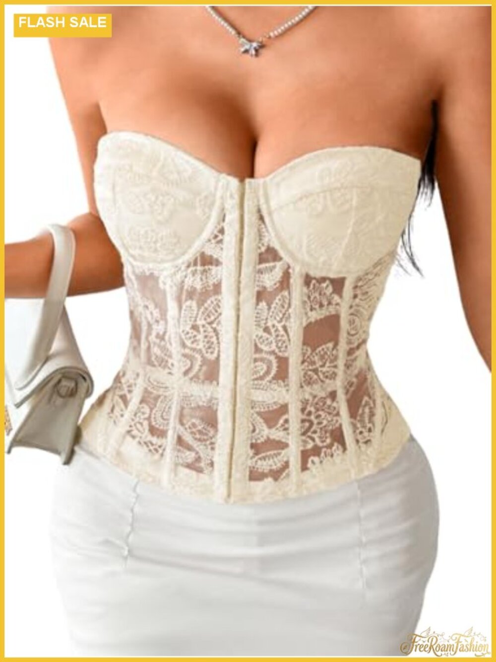 Lace Corset Top Strapless Push Up Bustier Club Concert Rave